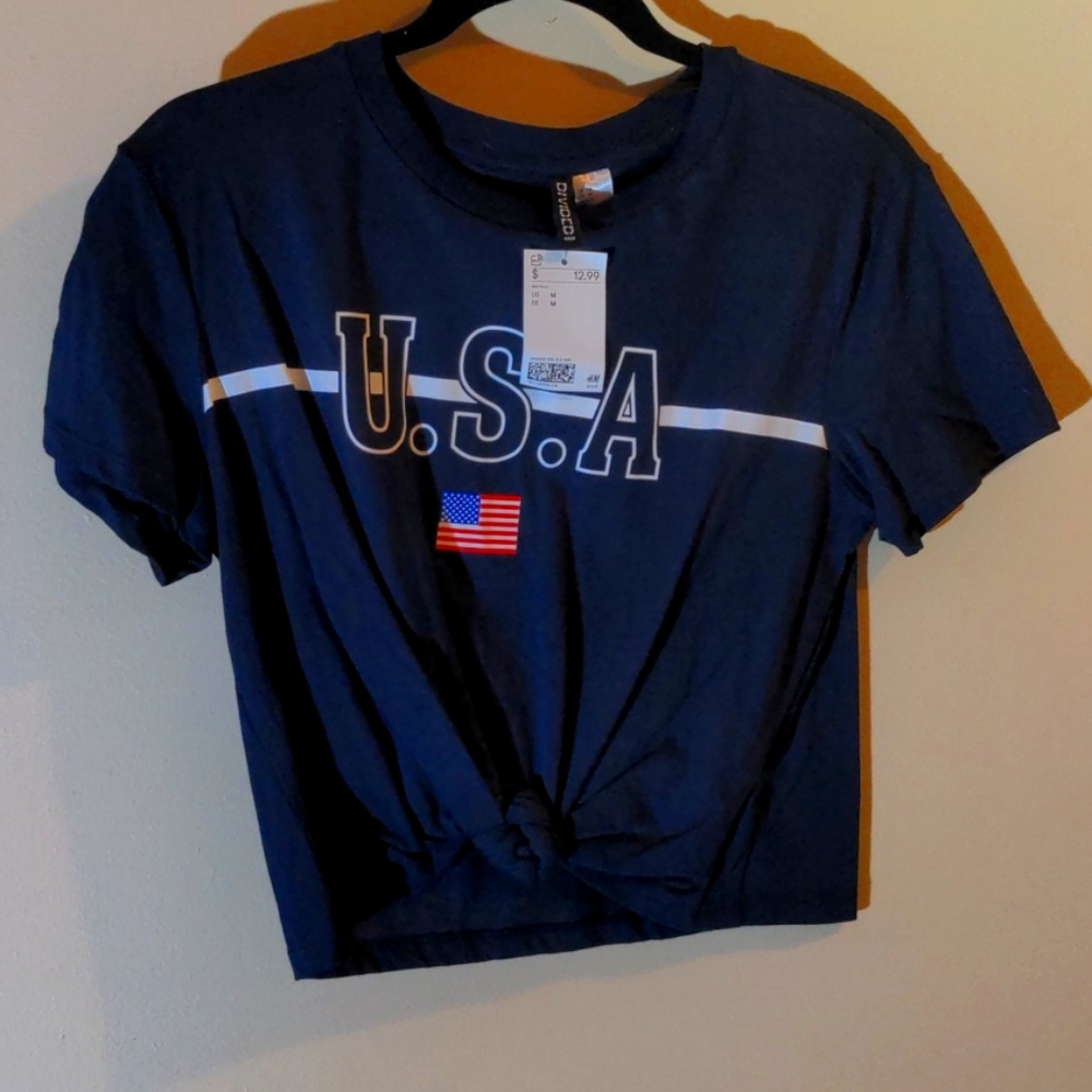 Navy USA crop tip